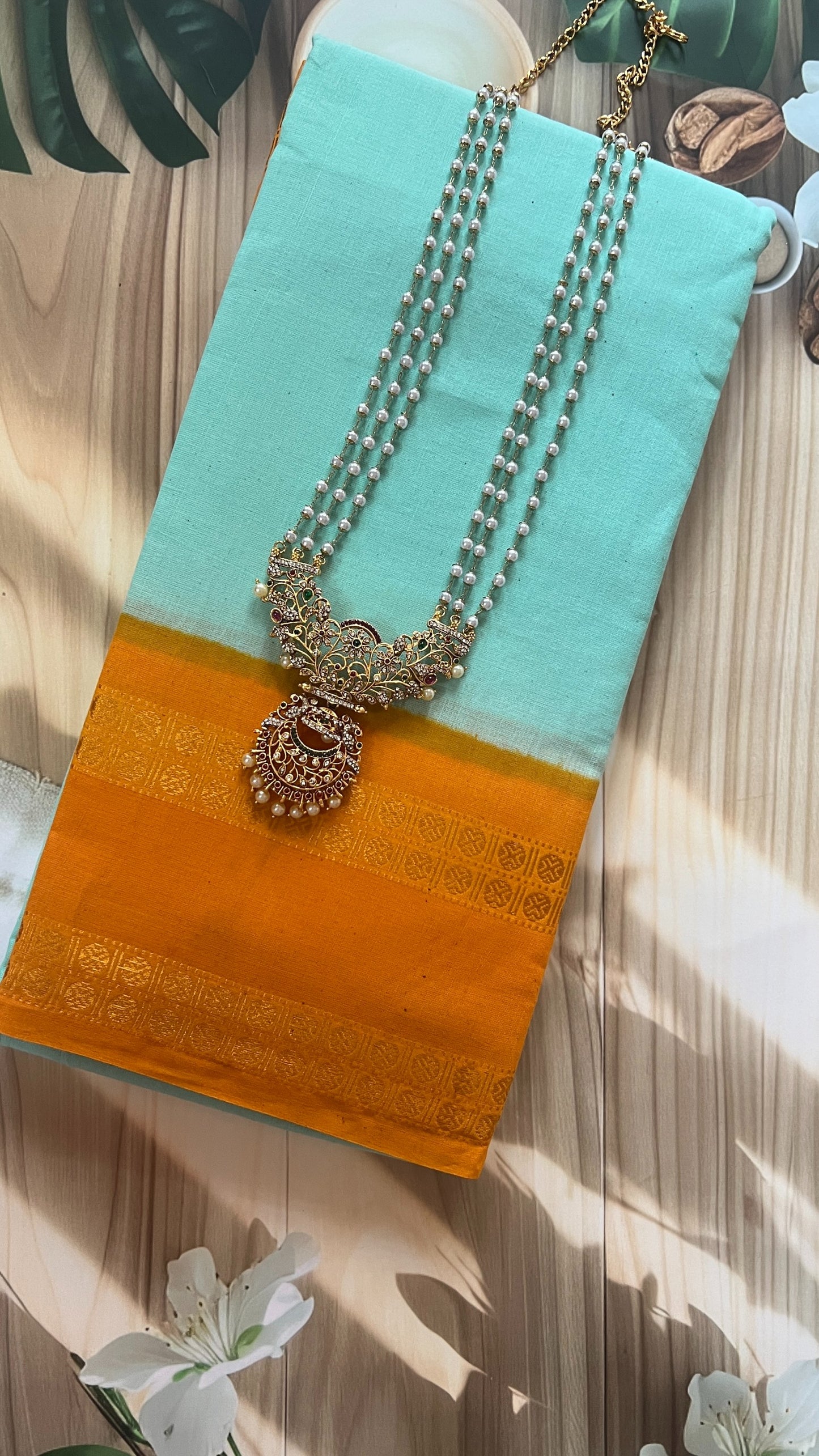 Rudhraksham Sungudi – Aqua Blue