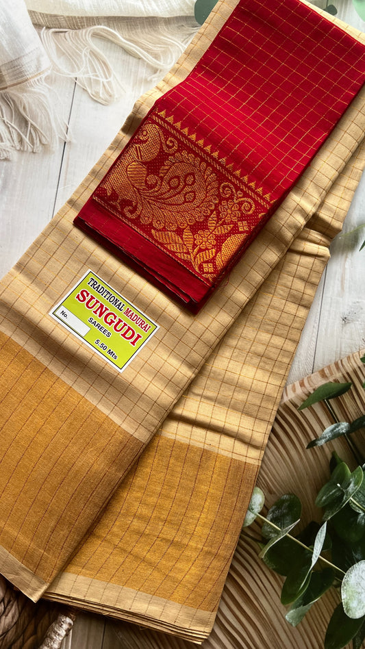 Fancy Check Gold - Beige Red