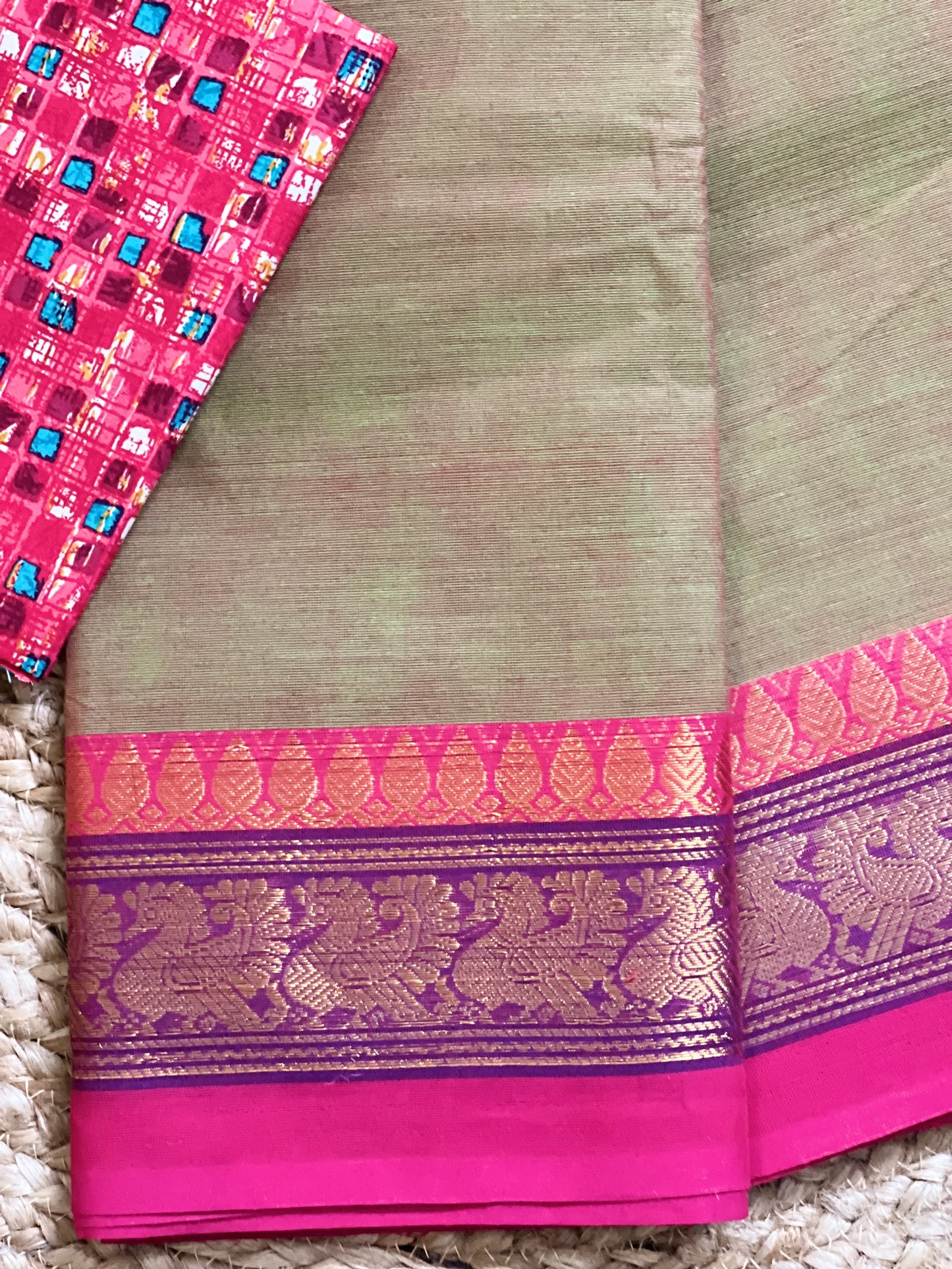 Olive Chettinadu Cotton Saree
