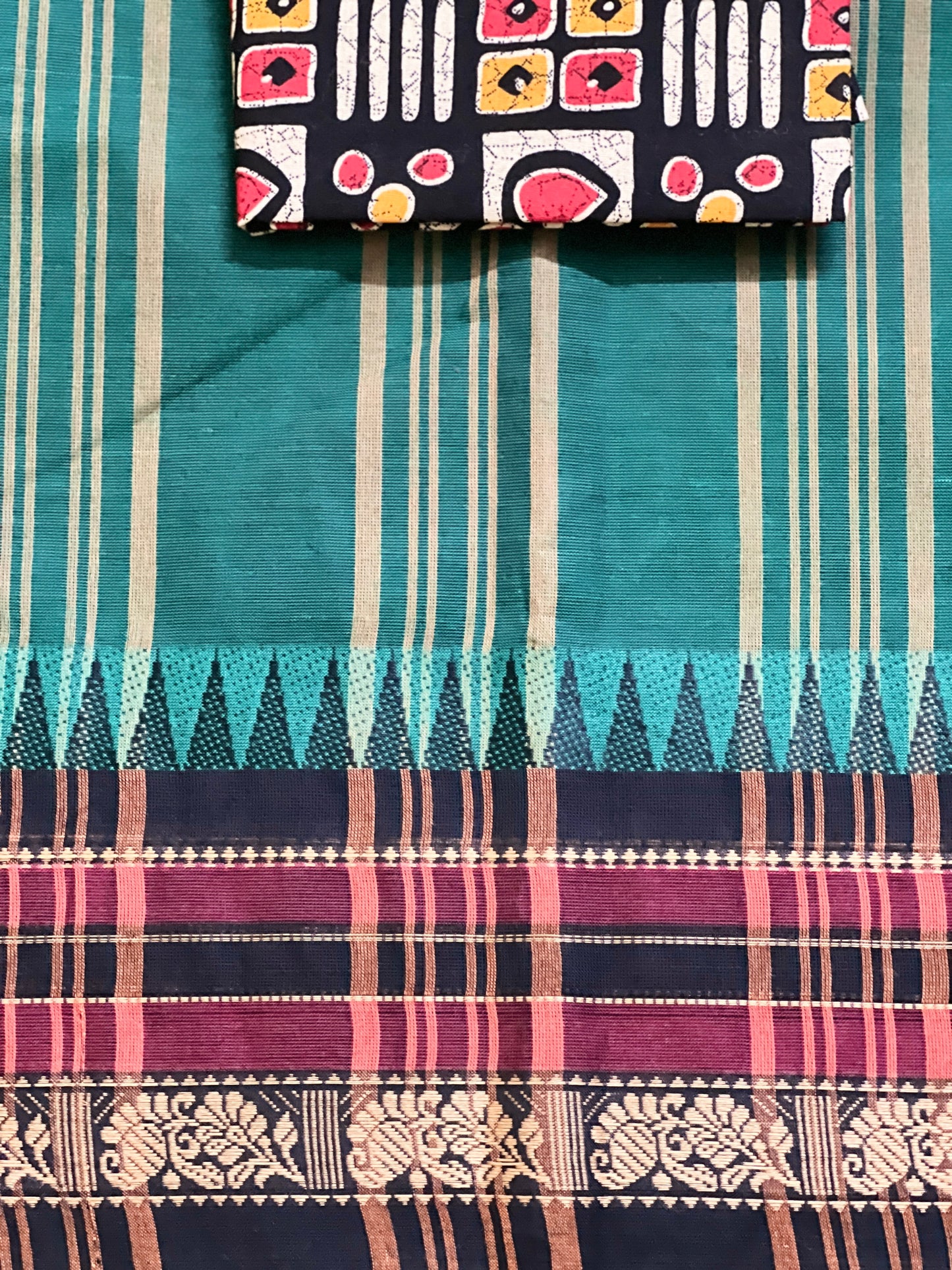 Teal Chettinadu Cotton Saree