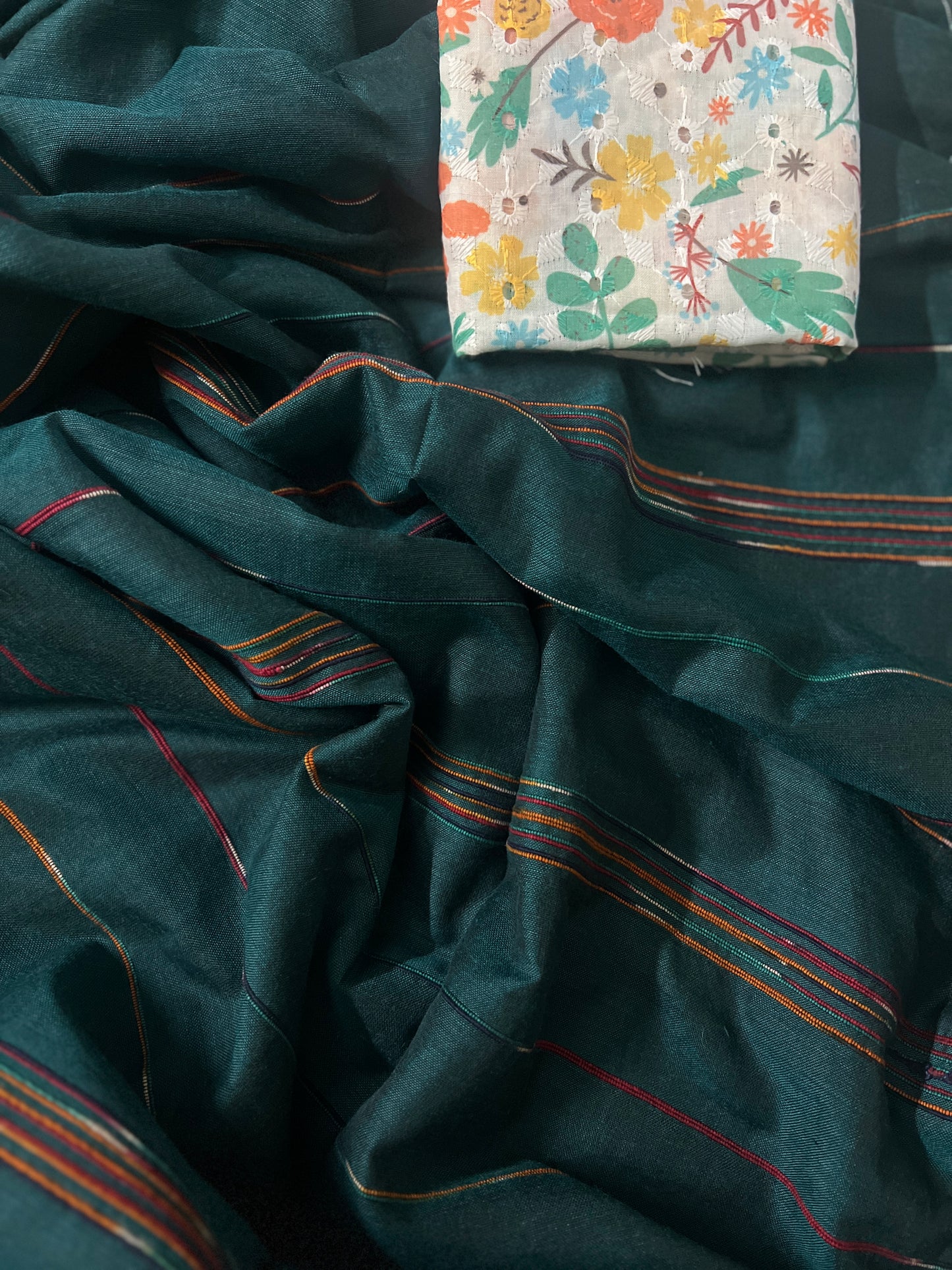 Green Khadi Cotton Saree