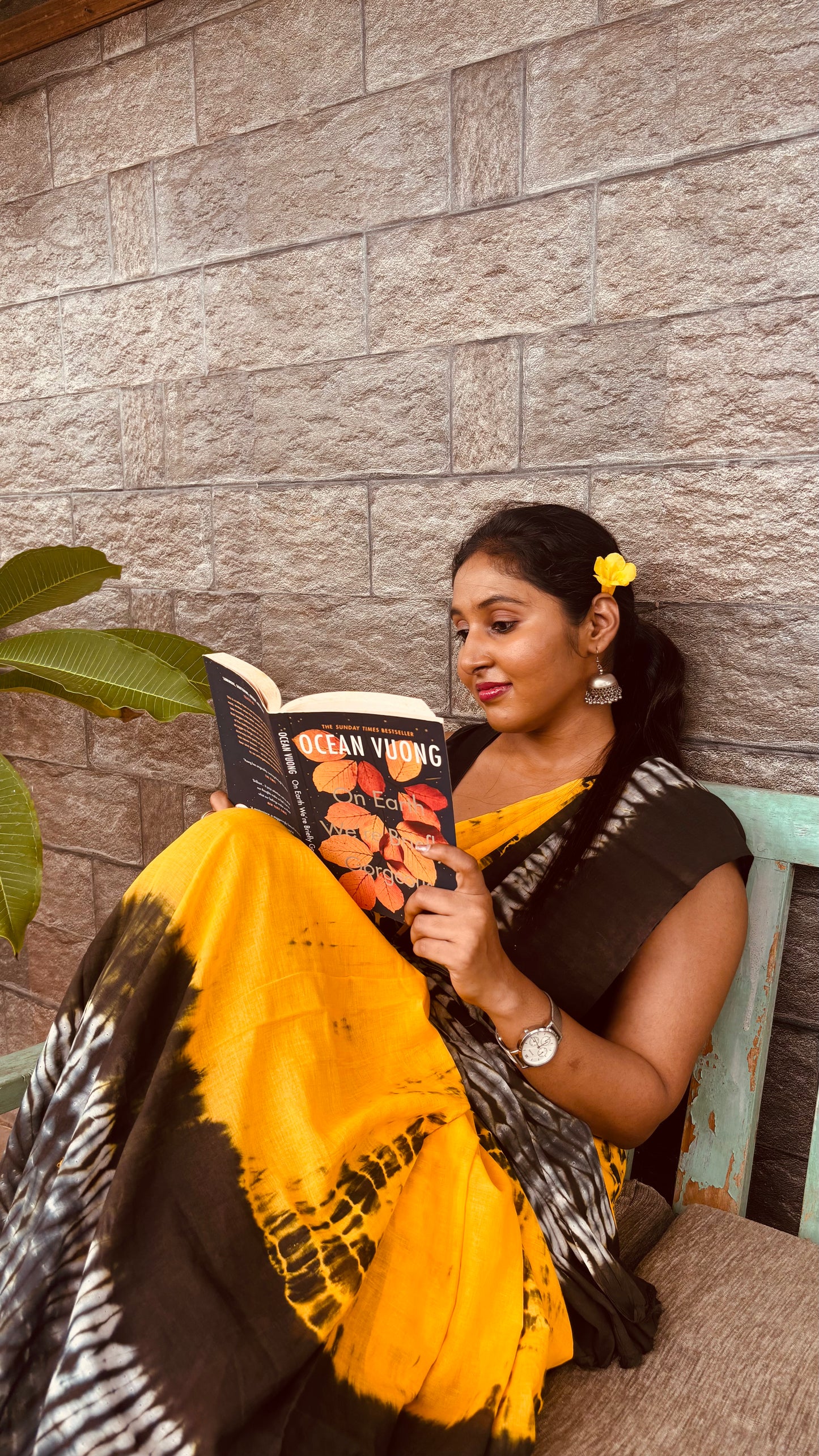 Yellow MulMul Cotton Saree