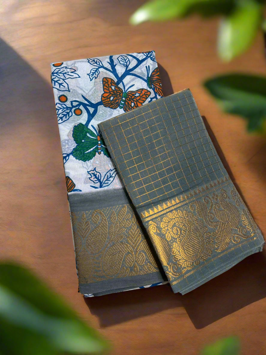 Kalamkari White Sungudi