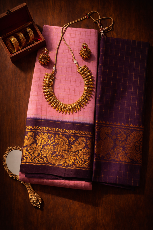 Zari Kattam - Pink Brown