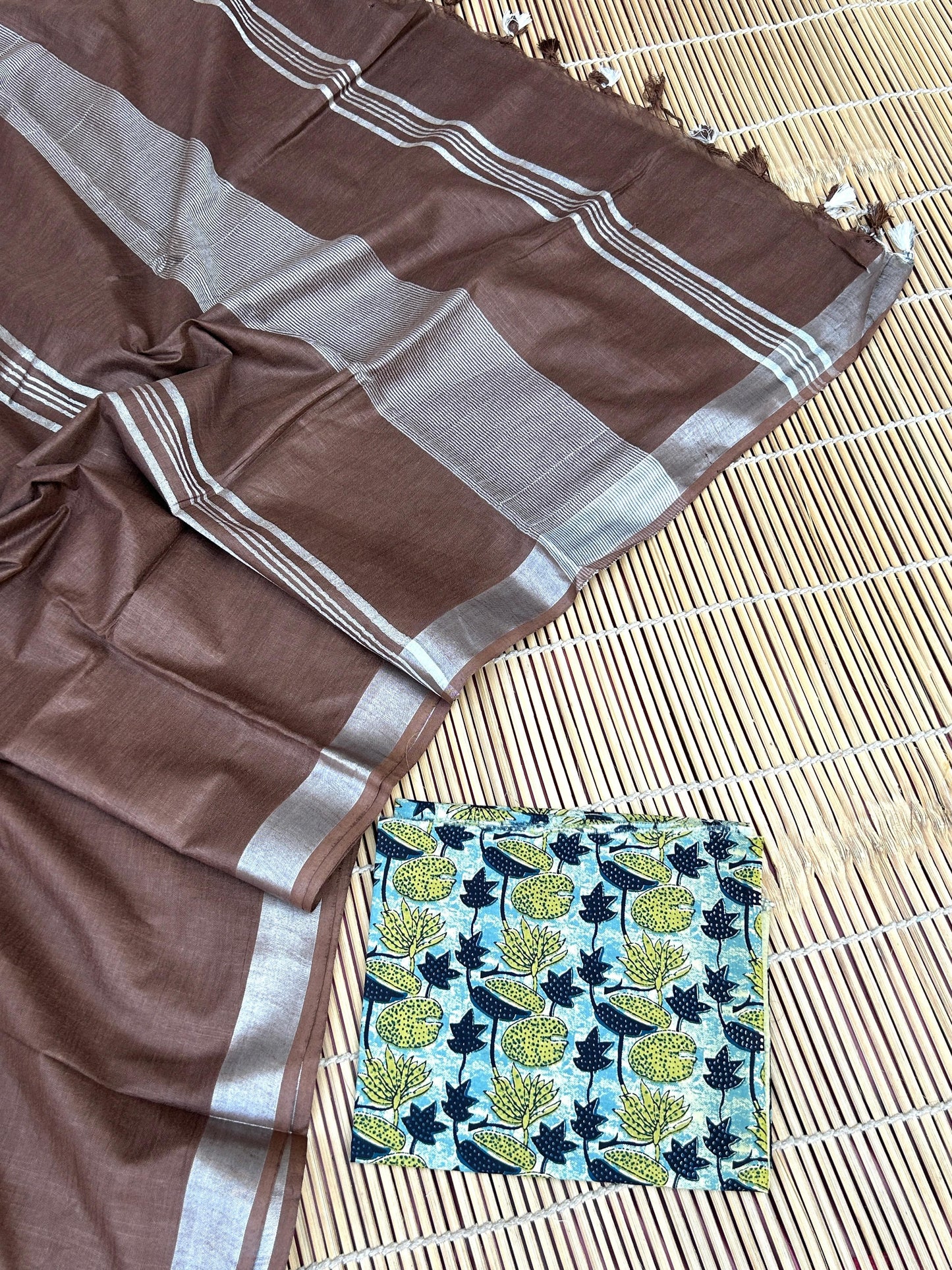 Brown Linen Cotton Saree