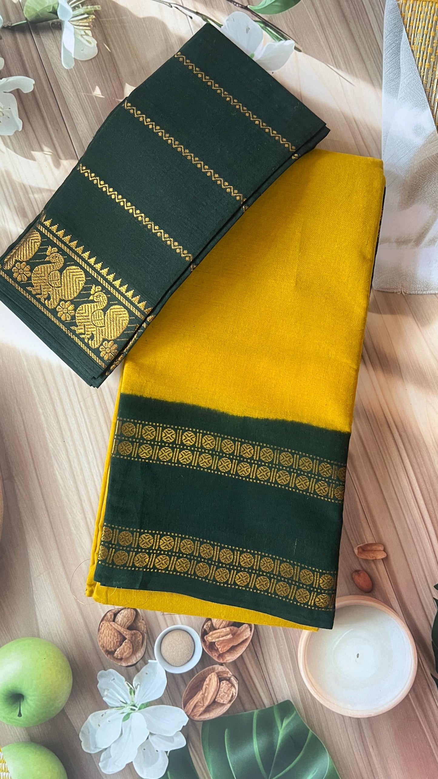 Rudhraksham Sungudi Plain - Mustard Yellow