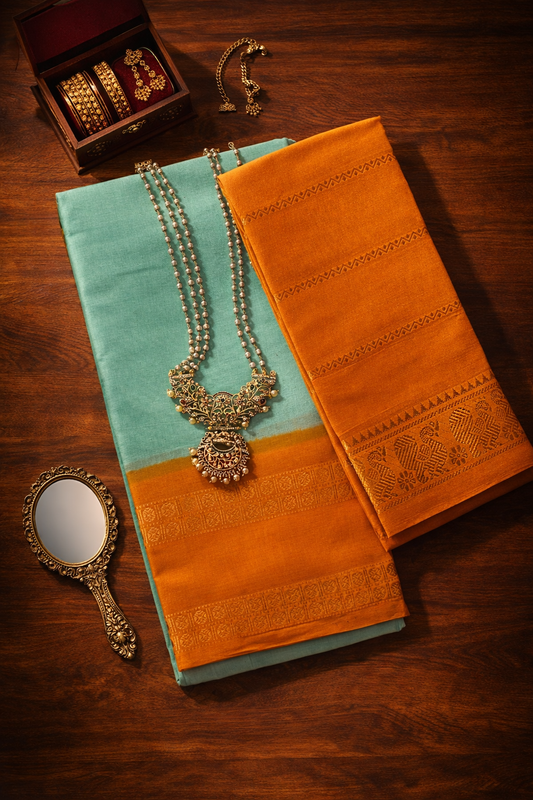 Rudhraksham Sungudi –  Aqua Blue