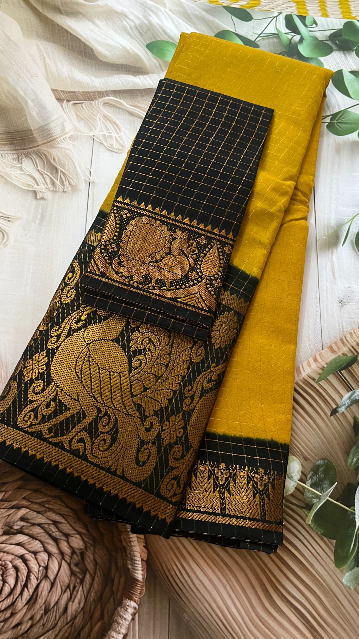 Zari Checks – Mustard Yellow Black