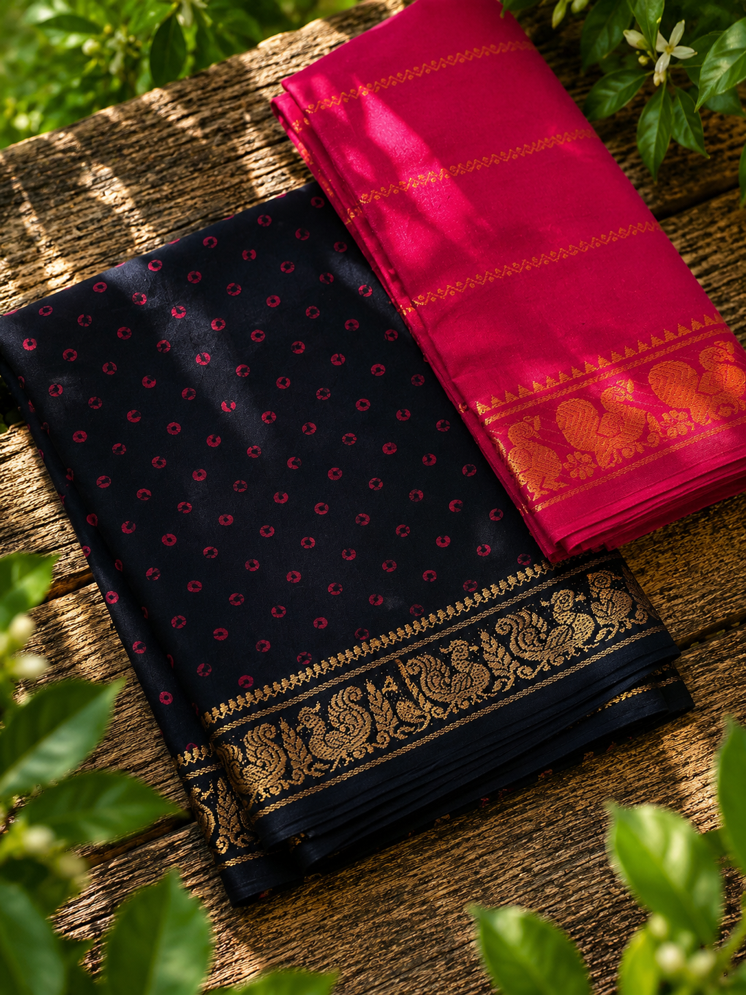 Tie & Dye Wax Sungudi - Black and Red