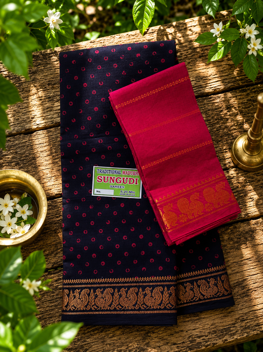 Tie & Dye Wax Sungudi - Black and Red