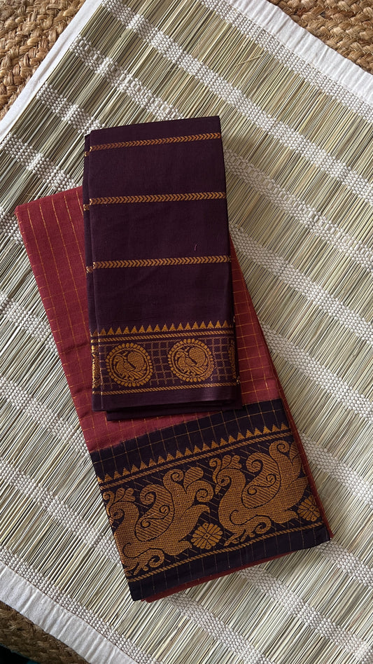 Zari Kattam -  Rust Orange Brown