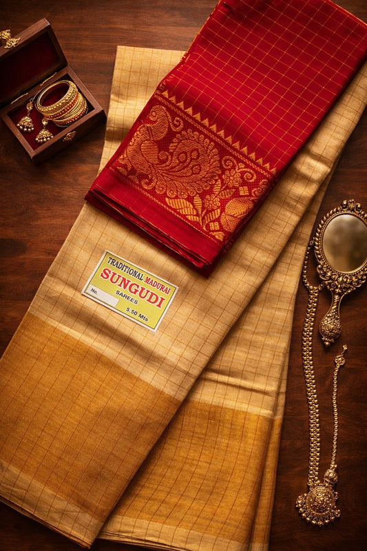 Fancy Check Gold - Beige Red