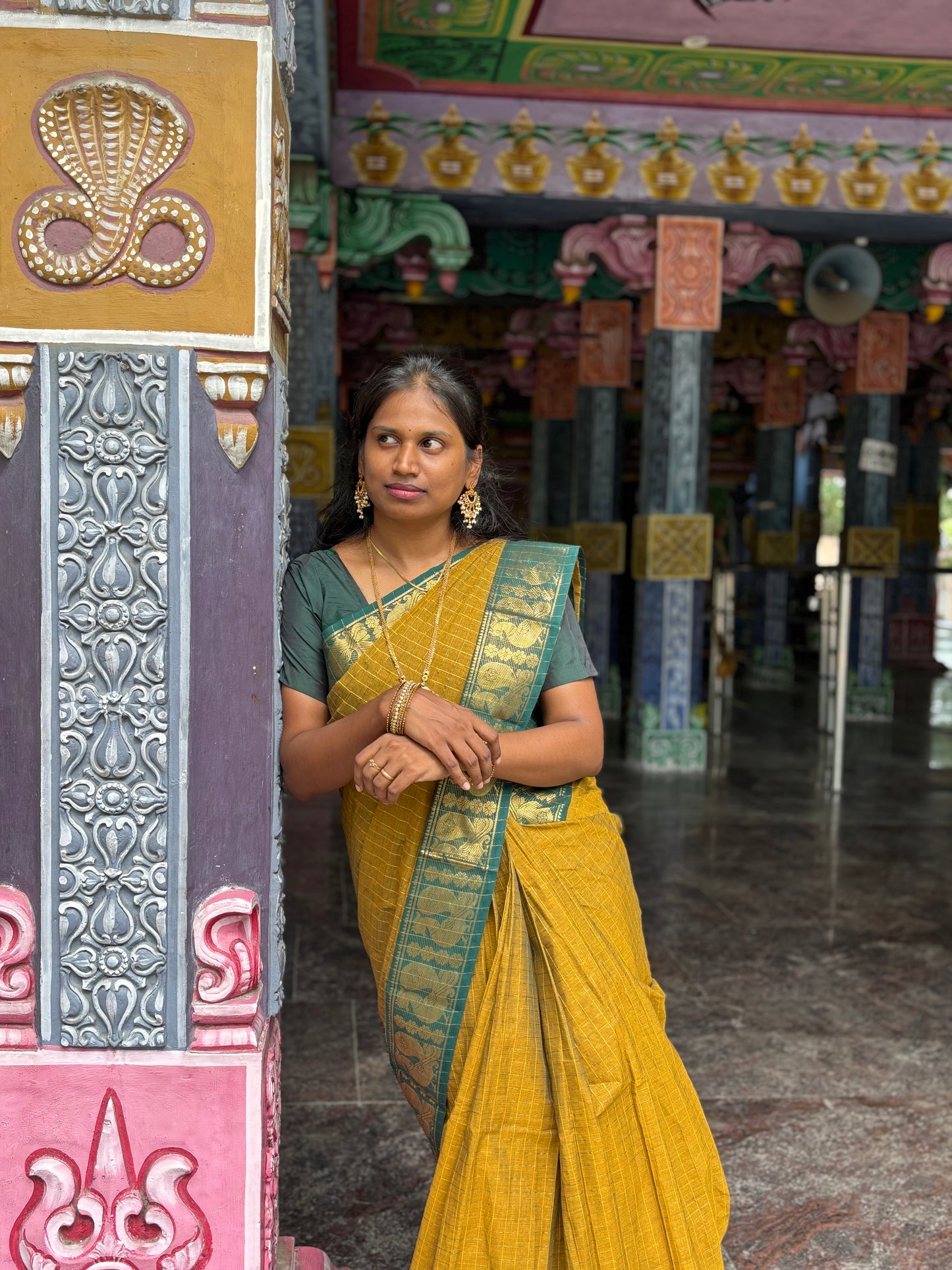 Mustard Sungudi Saree
