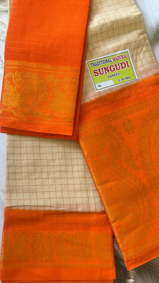 Zari Checks – Cream Orange