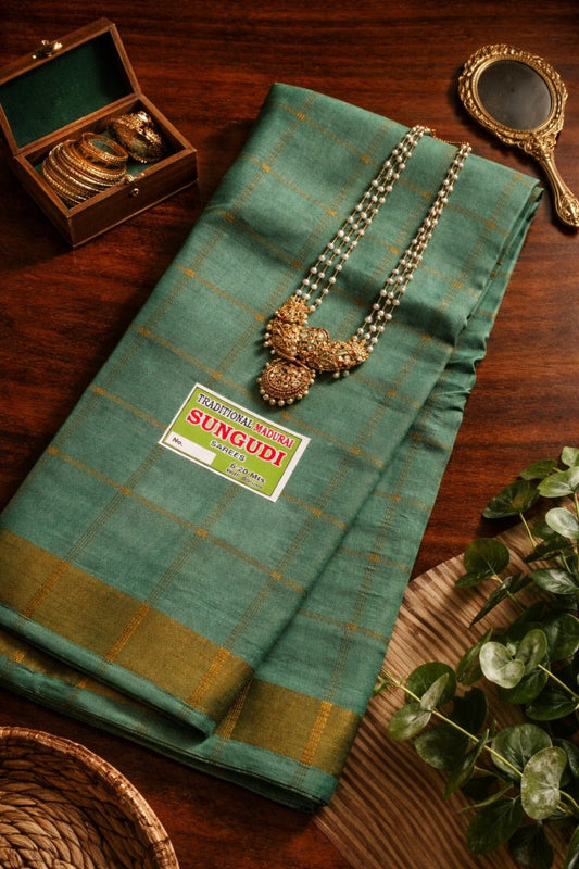Vanaja Kattam Sungudi  – Teal Green