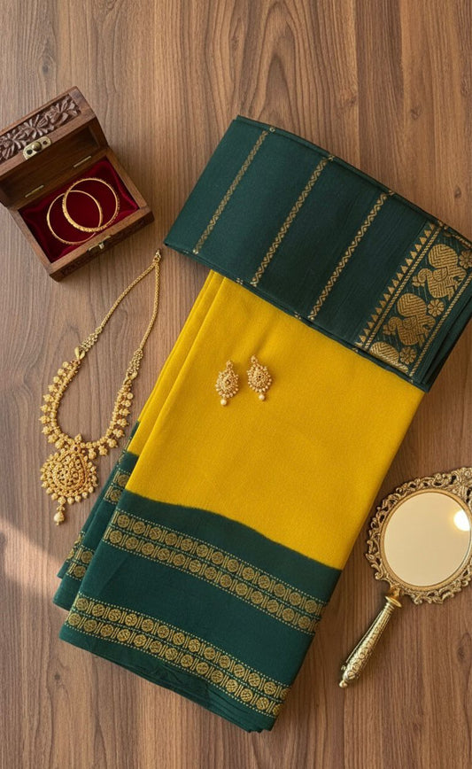 Rudhraksham Sungudi Plain - Mustard Yellow