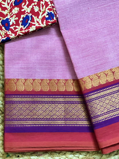 Lavender Chettinadu Cotton Saree