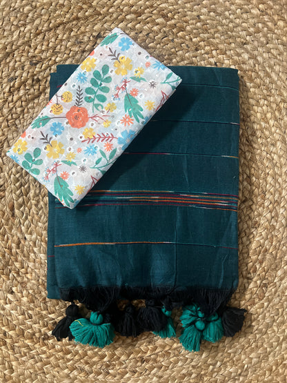Green Khadi Cotton Saree