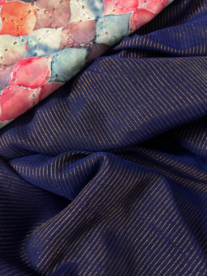 Blue Khadi Cotton Saree