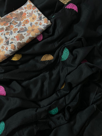 Black Khadi Cotton Saree