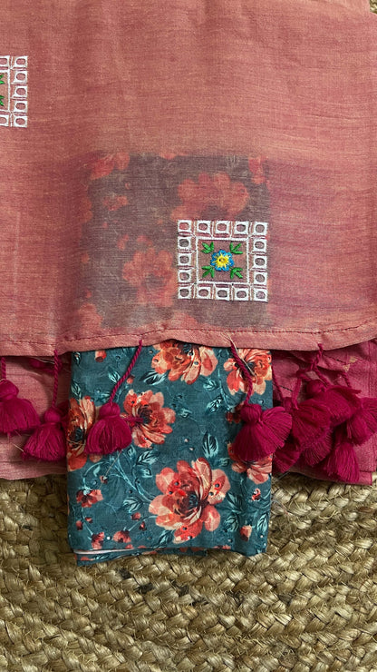 Dusty Rose pink Khadi Cotton Saree