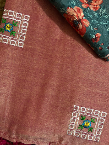 Dusty Rose pink Khadi Cotton Saree