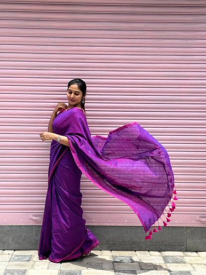 Blue Khadi Cotton Saree