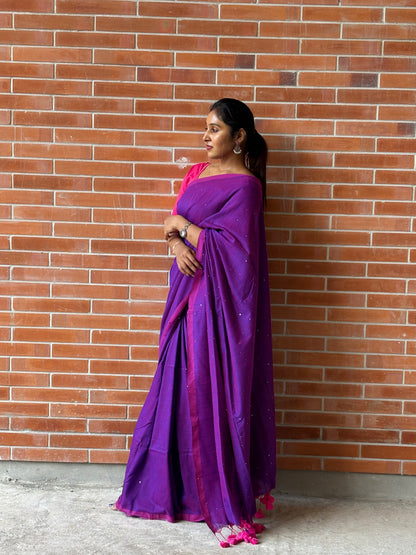 Blue Khadi Cotton Saree