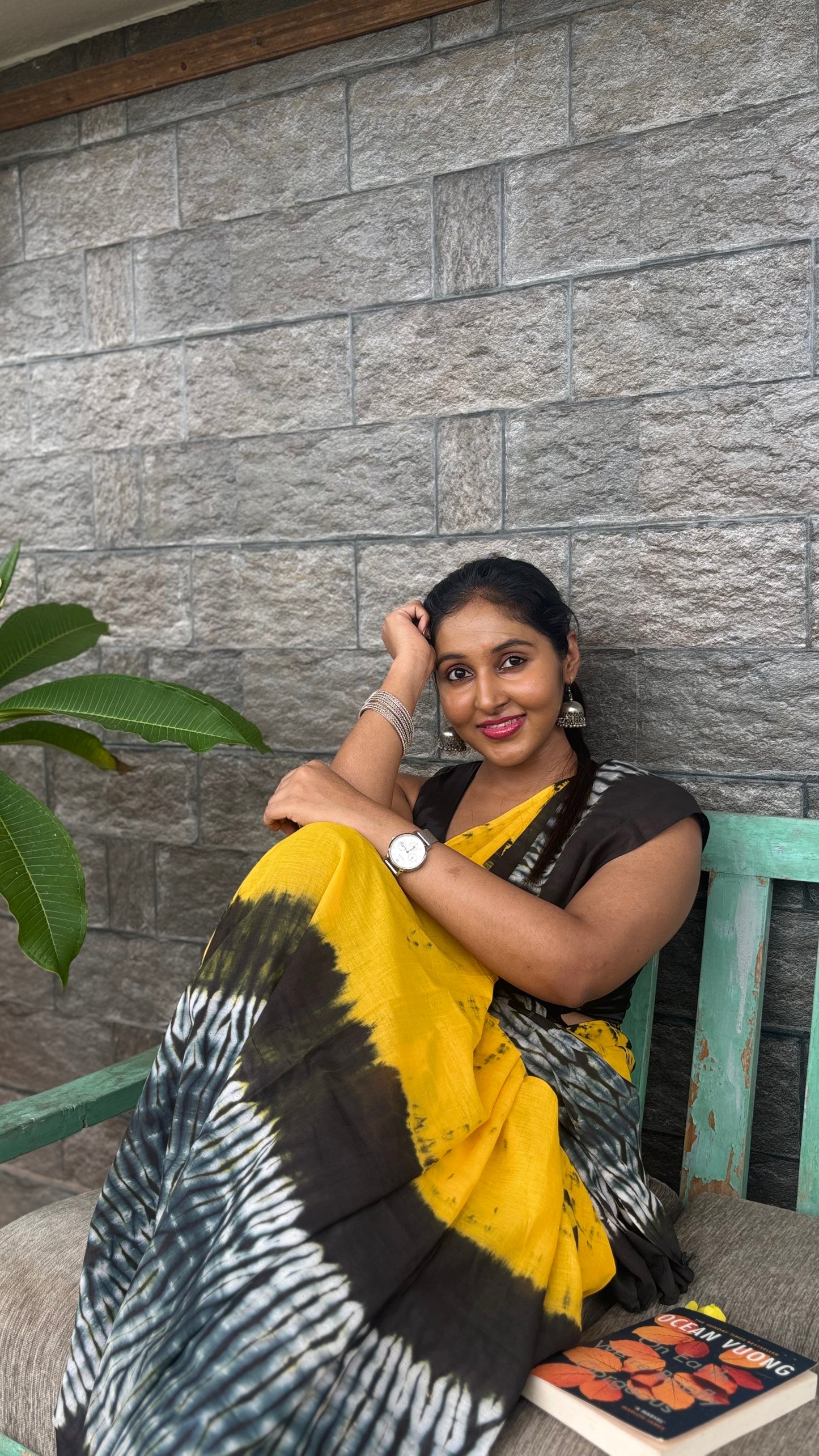Yellow MulMul Cotton Saree