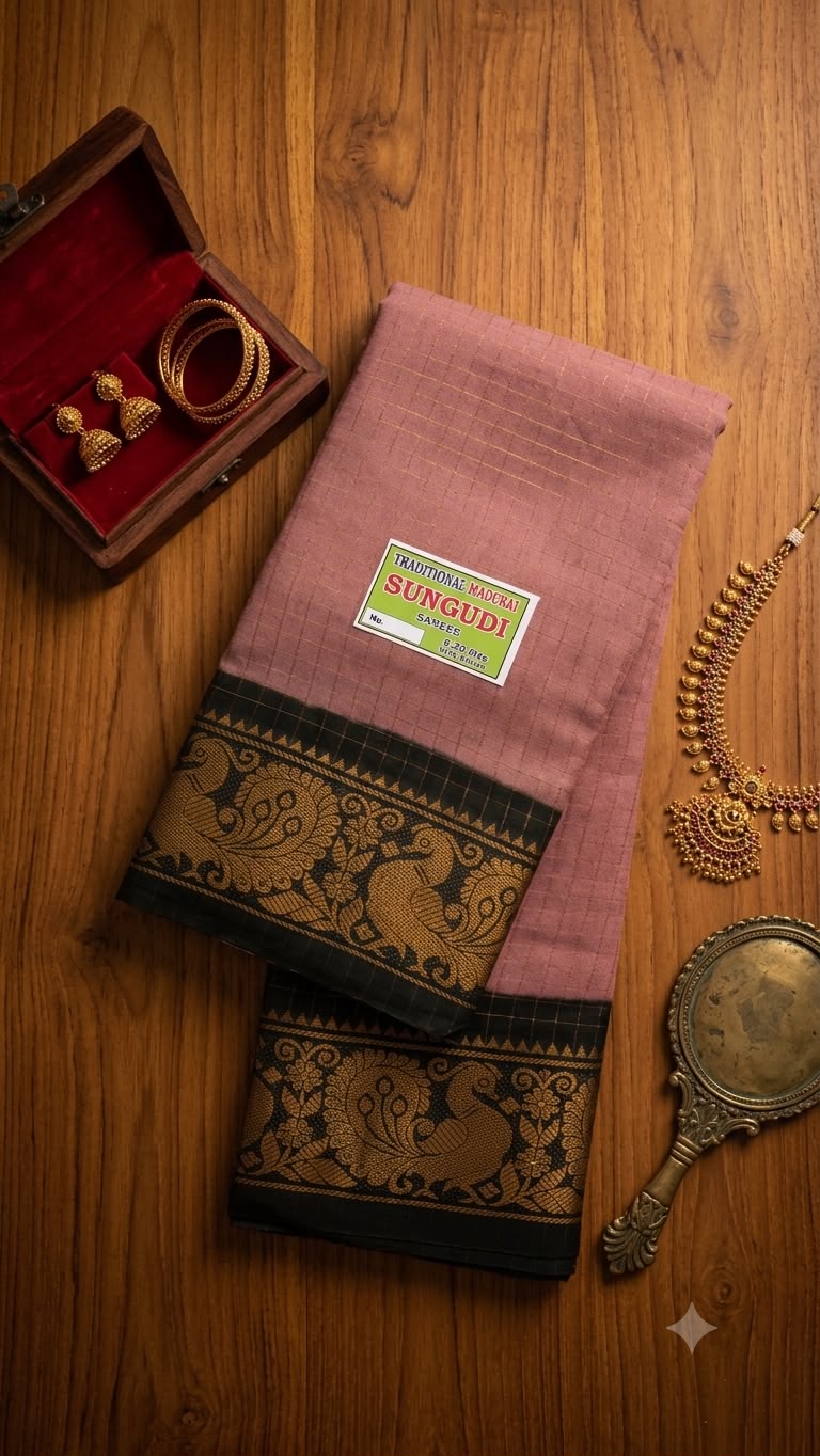 Zari Kattam - Onion Pink and Dark Green