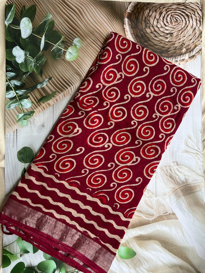MaroonLinenSaree