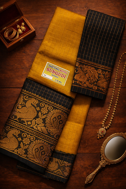 Fancy Checks – Mustard Yellow X  Black