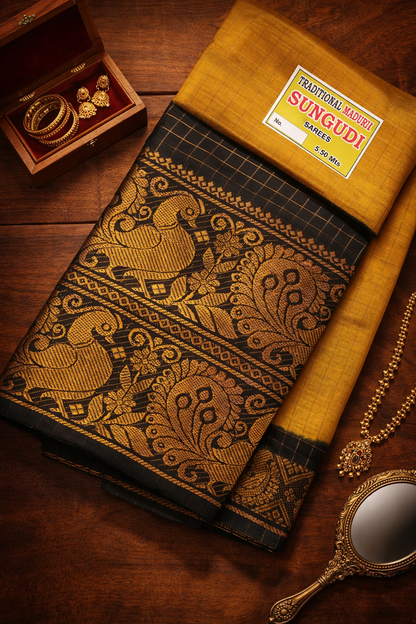 Fancy Checks – Mustard Yellow X  Black