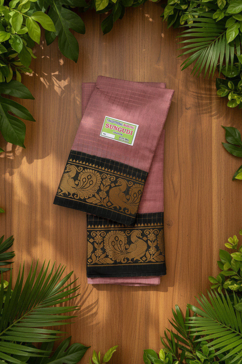 Zari Kattam - Onion Pink and Dark Green