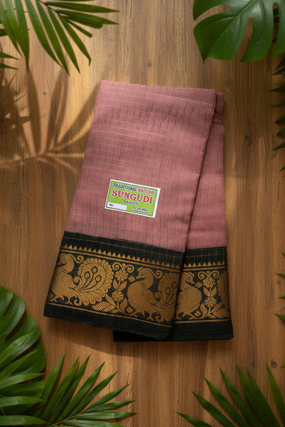 Zari Kattam - Onion Pink and Dark Green