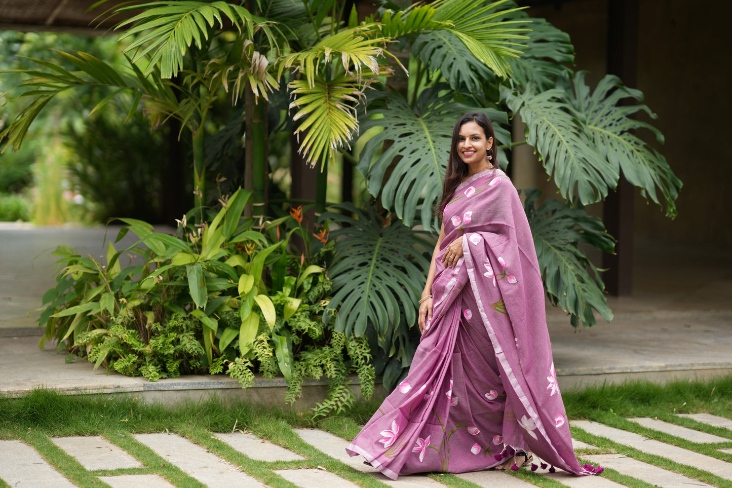Blush Pink Khadi Cotton Saree