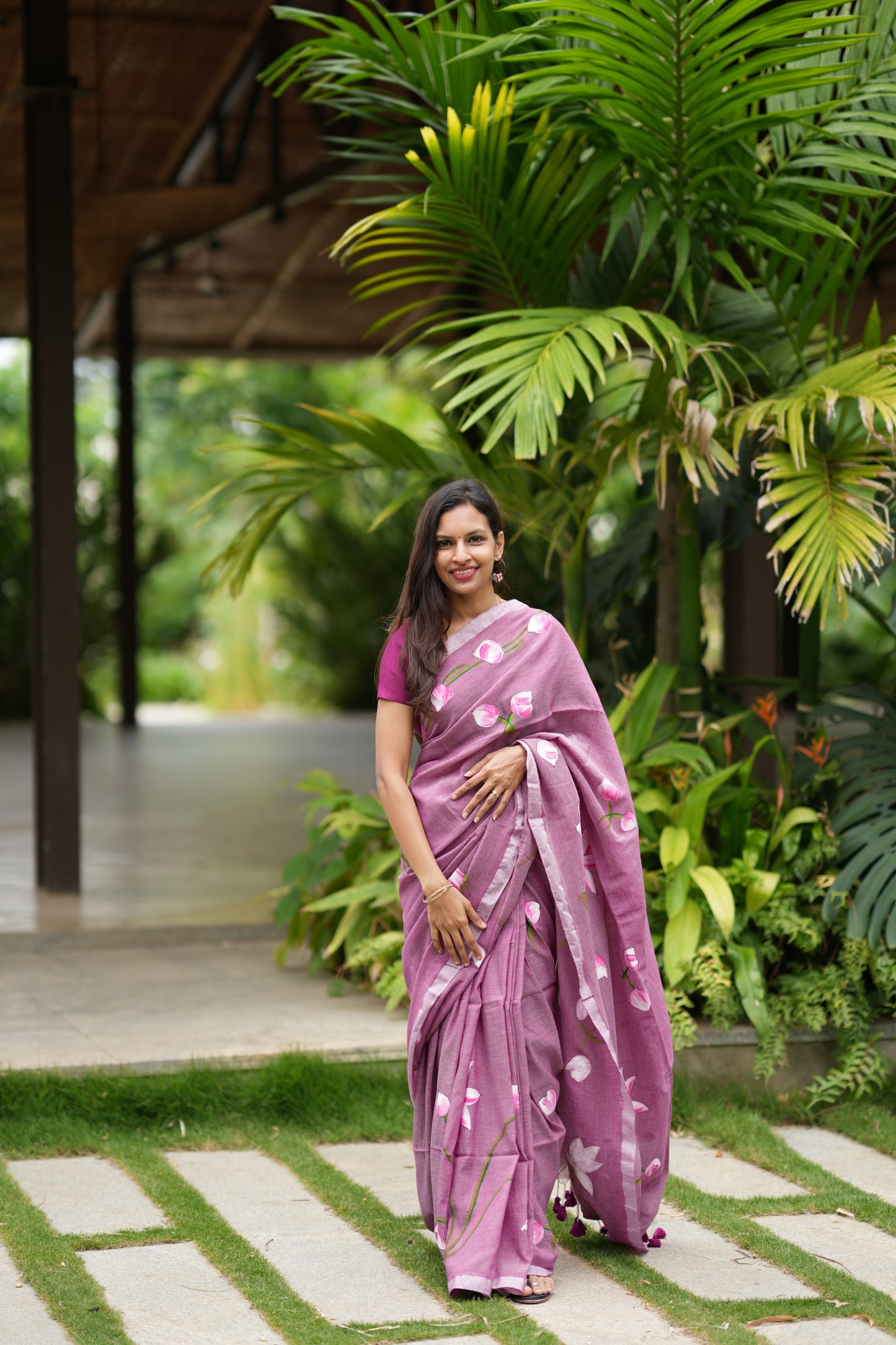 Blush Pink Khadi Cotton Saree