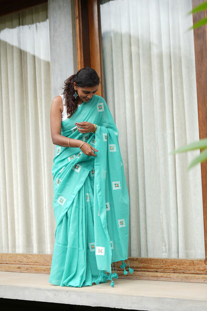 Green Khadi Cotton Saree