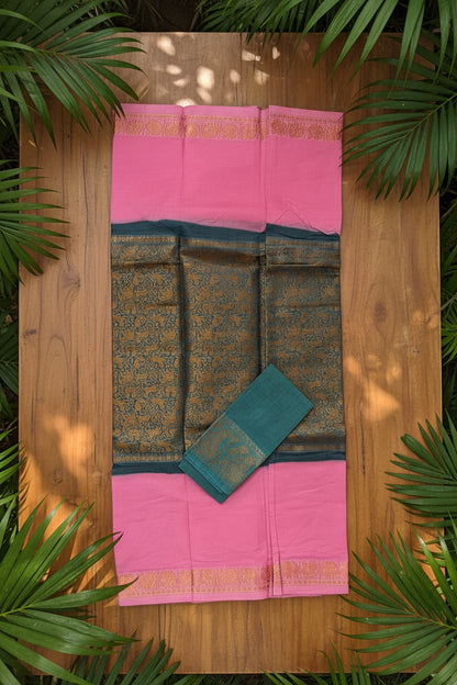 Swarnavanam - Teal and Baby Pink