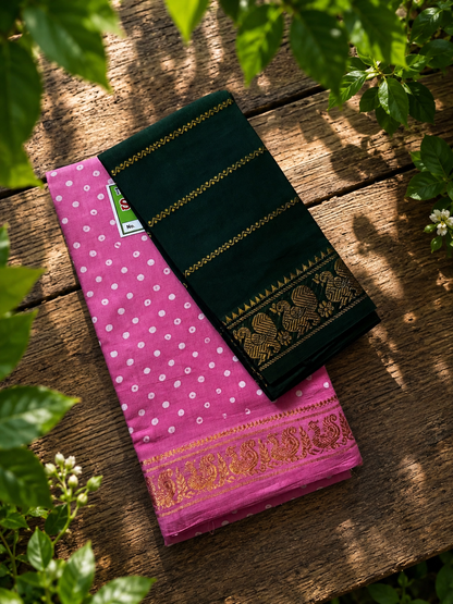 Tie & Dye Wax Sungudi - Pink and Green