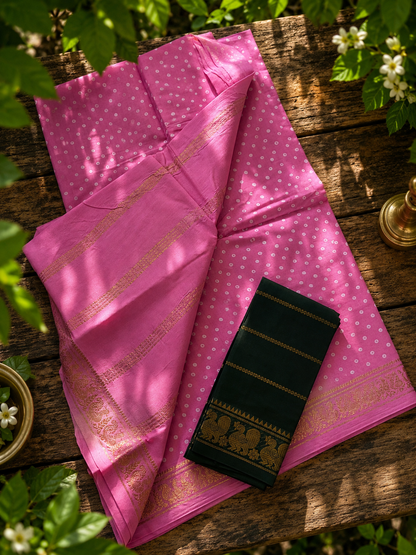 Tie & Dye Wax Sungudi - Pink and Green