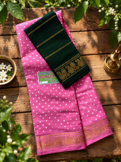 Tie & Dye Wax Sungudi - Pink and Green