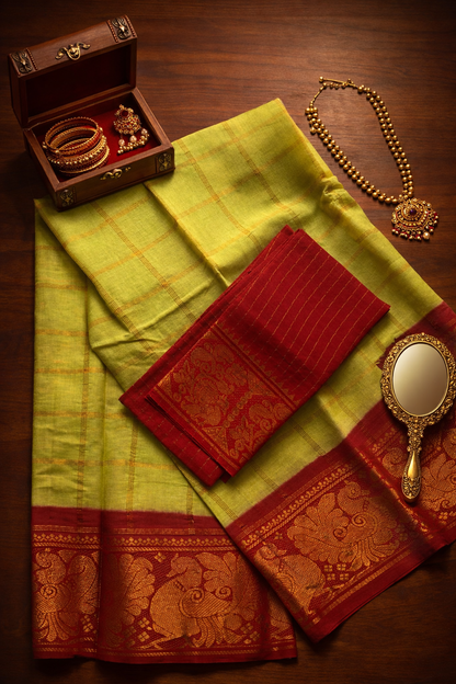 Fancy Checks - Radium Green X Red