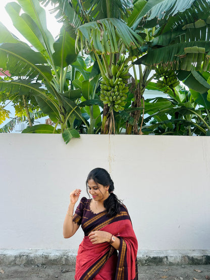 Rudhraksham Sungudi Plain - Rust Orange Brown