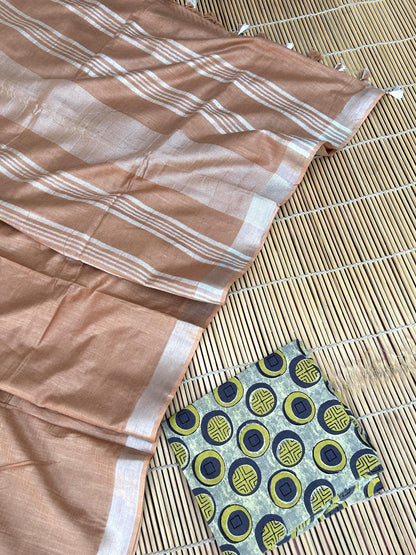 Pale-Brown Linen Cotton Saree
