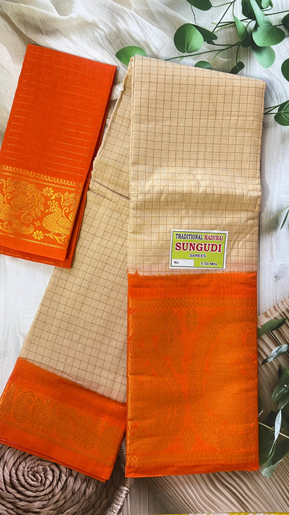 Zari Checks – Cream Orange