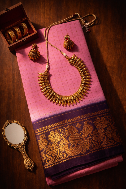 Zari Kattam - Pink Brown