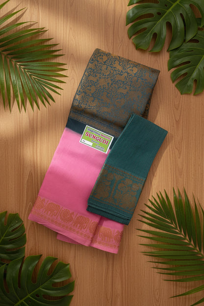 Swarnavanam - Teal and Baby Pink
