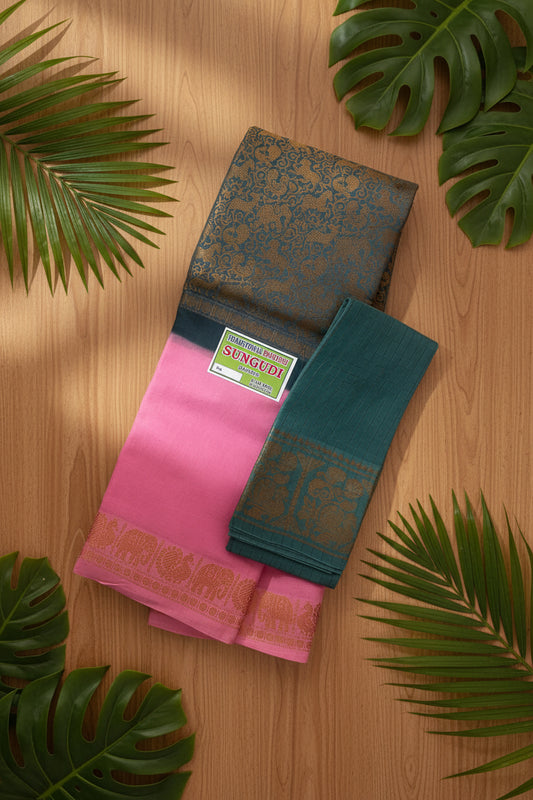 Swarnavanam - Teal and Baby Pink