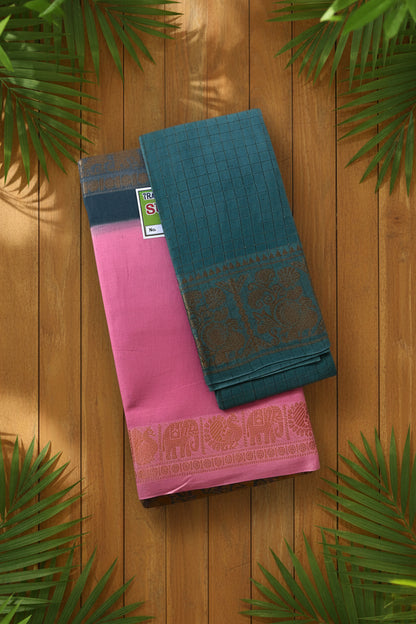 Swarnavanam - Teal and Baby Pink